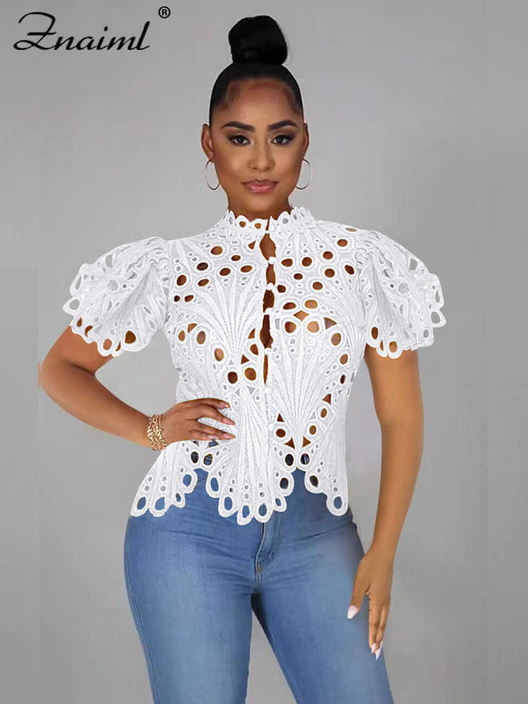 T-shirt Femme Znaiml Élégant T-shirts à manches courtes Mesh T-shirt en dentelle Sheer See Through Party Club Top Femmes Vêtements Summer Office Lady Blouses P230328