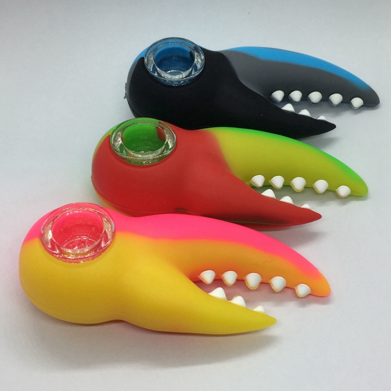 Latest Colorful Crab Clamp Style Pipes Silicone Herb Tobacco Oil Rigs Glass Multihole Filter Bowl Portable Handpipes Smoking Cigarette Hand Holder Tube