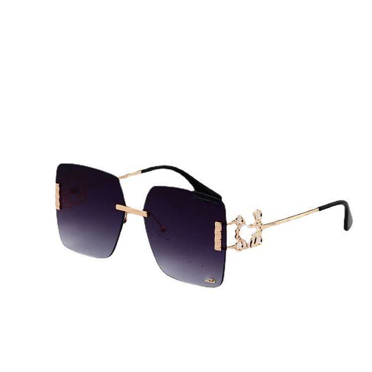 2024 Men's Luxury Designer Women's Sunglasses square rimless Light metal half frame Mesh red large ocean piece