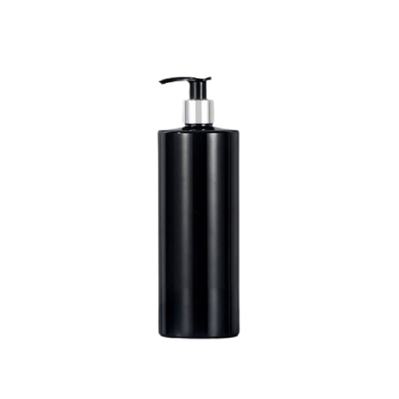 Loção branca preta Pressione Bomba de plástico garrafa vazia em preto brilhante 300ml 500ml de ombro plano Pet Gold Silver Collar