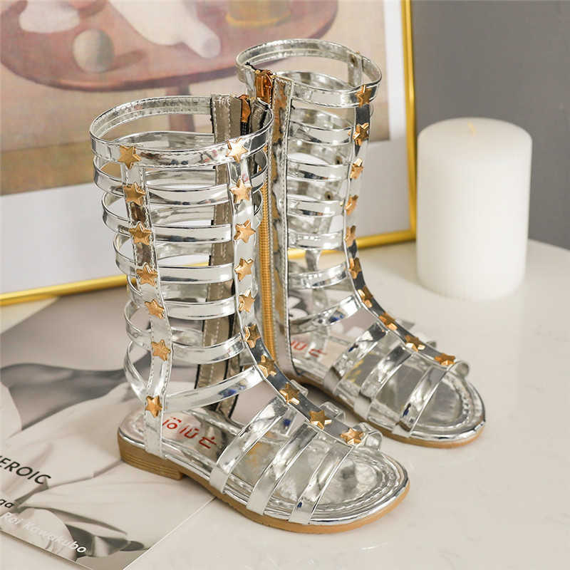 Sandals Summer Kids Sandals Fashion Girls Star Cut-outs Cool Boots Children Girls Sandals W0327