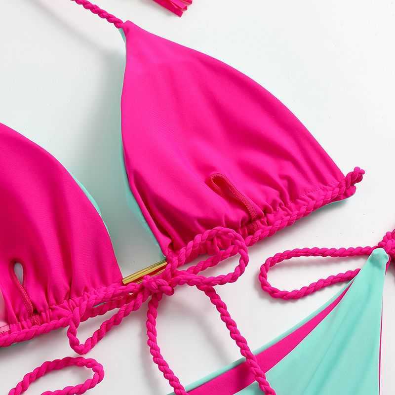 Bikinis Set 2023 New Green Bralette Bikini Set Swimsuit Women Sexig solid hipster Två stycken Beachwear Bathing Swimewear P230328