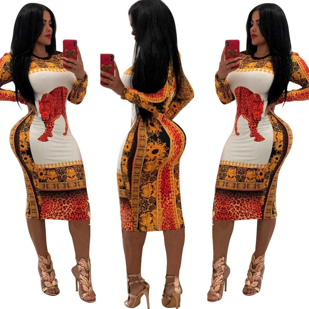 Women's digital print dress new nightclub skirt