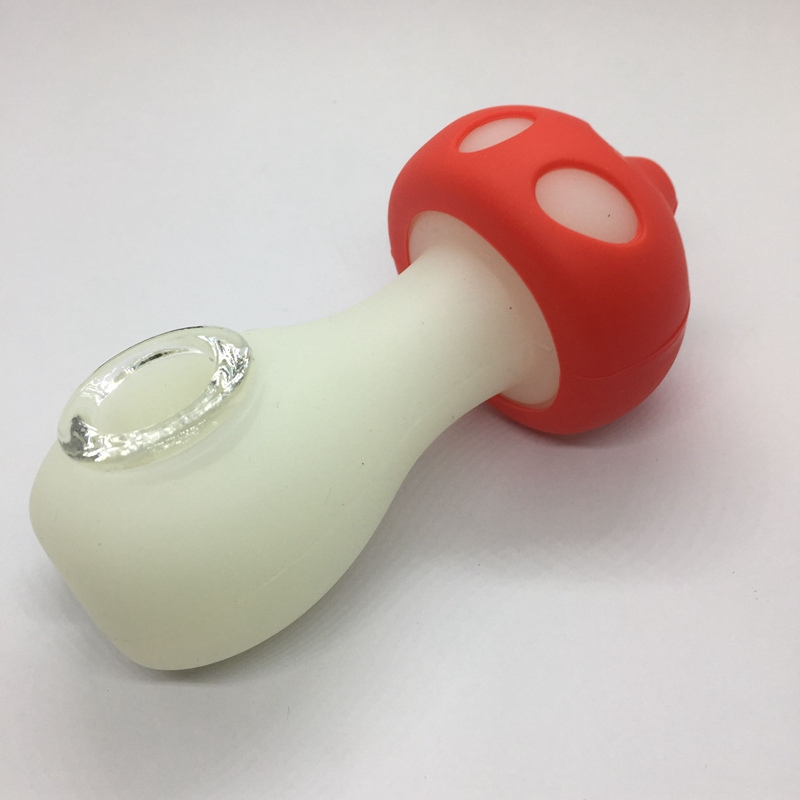 Tubi in stile funghi colorati Glow In Dark Silicone Herb Tobacco Oil Rigs Glass Multihole Filter Bowl Handpipes portatili Smoking Cigarette Hand Holder Tube