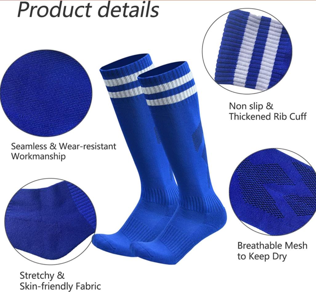 Chaussettes de football Couleur Extensible Compression Genou Haut Tube Chaussettes Football Athlétique Chaussettes pour Hommes Femmes Adolescents