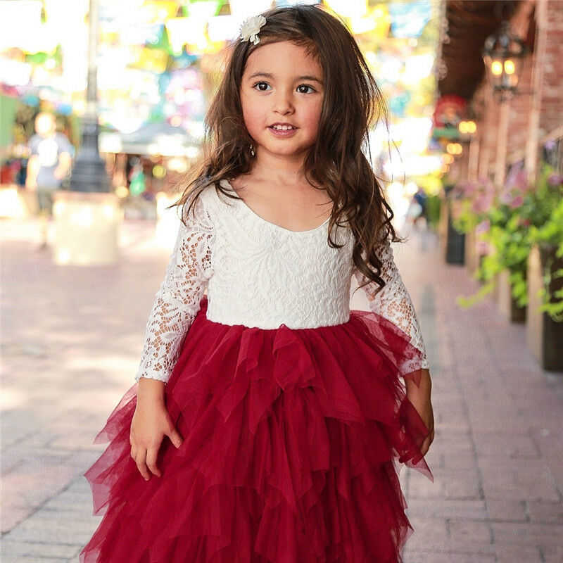 Robes de fille Enfant en bas âge enfant bébé fille robe fleur dentelle princesse robe fête bal robes formelles demoiselle d'honneur Pageant robes Tulle Tutu robe