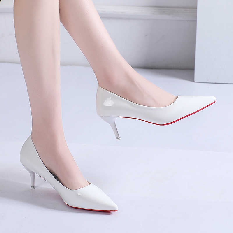 Women's High Heels Sexy Pointed Toe Pumps Wedding Dress Shoes Nude Black Color Red Rubber Bottom High Heels Dress Work Shoes L230704