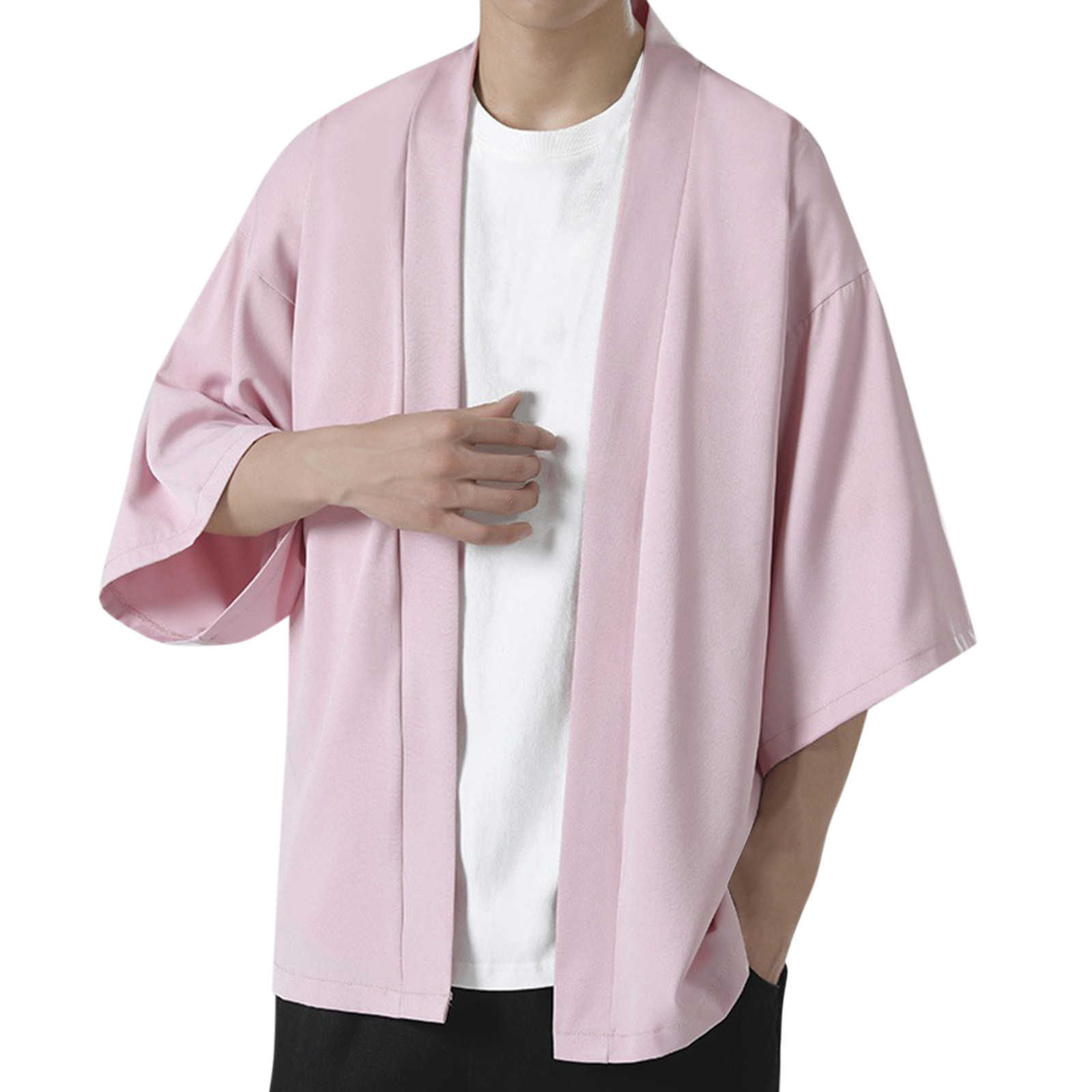 Chemises décontractées pour hommes Chemises pour hommes Pack Homme Chemise d'été Solide Kimono Demi-manches Haut élégant Off Épaule Lâche Doux Cardigan Chemise Haut Memory Boy W0328