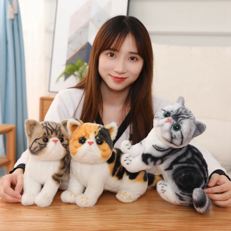 26cm Kawaii Lifelike Siamois Lynx Rufus Chat En Peluche Jouets Simulation Animal En Peluche Poupée Shorthair Mignon Chat Poupée Animal Cadeau Pour Les Filles LA584