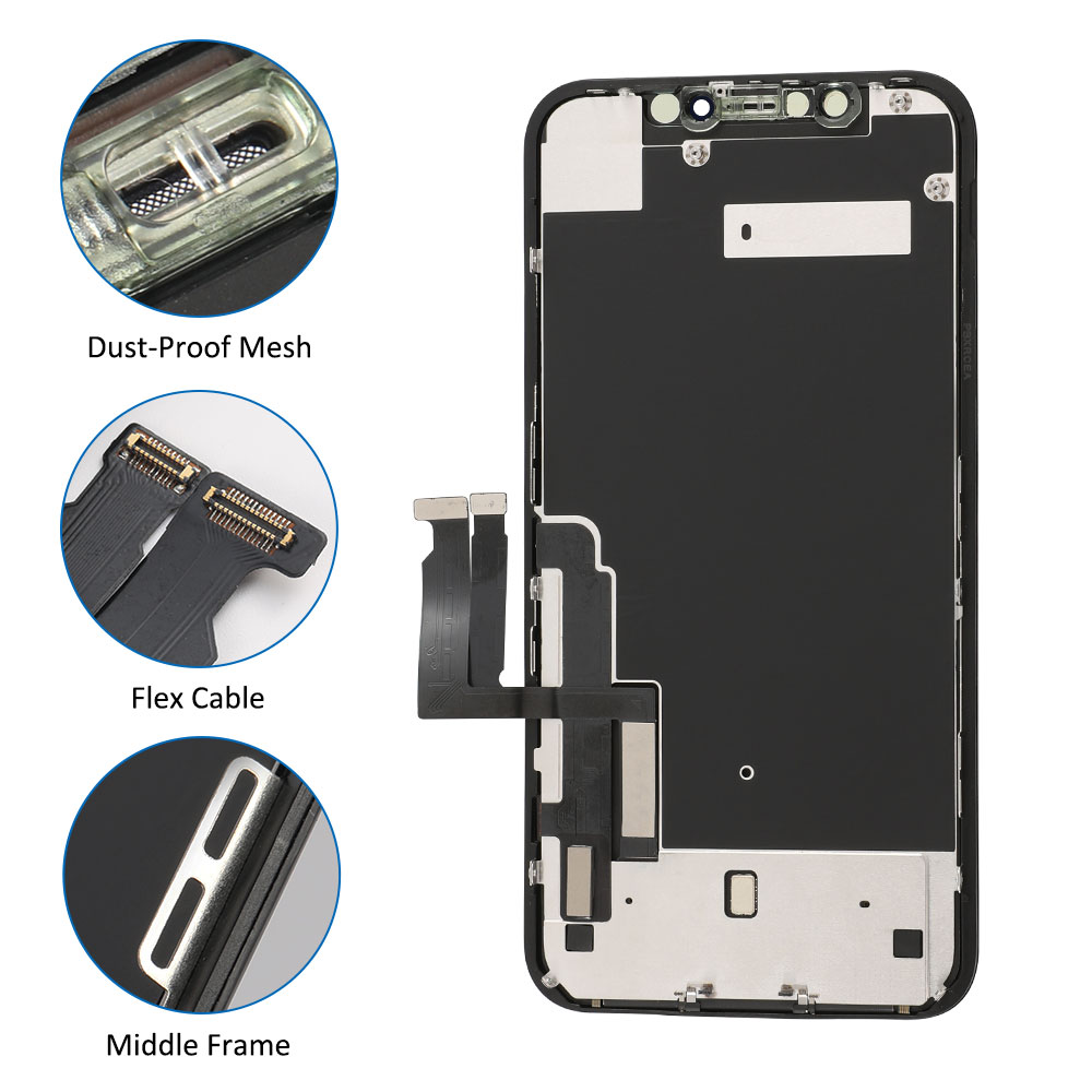 ZY Incell voor iPhone XR LCD -scherm Display Touch Digitizer -assemblage vervanging met achterplaat