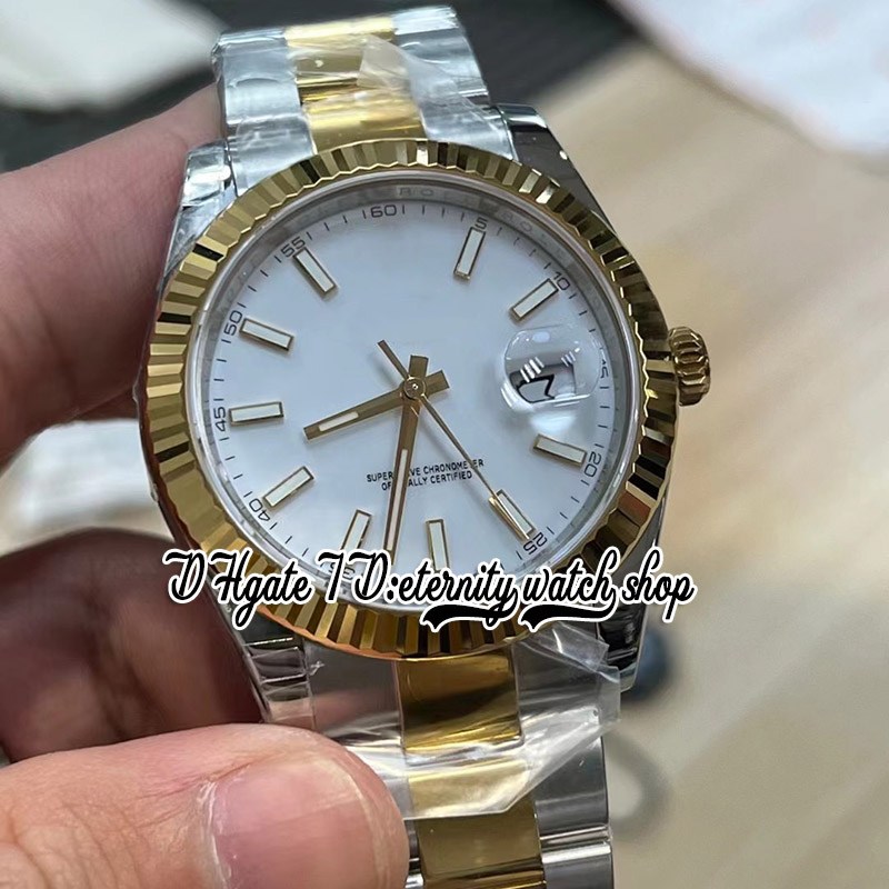 2023 cf126333 3235 VSA3235 Automatic Mens Watch 41MM Fluted Bezel White Dial Stick Yellow Gold Silver Two Tone SS 904L Steel Bracelet Super Edition eternity Watches