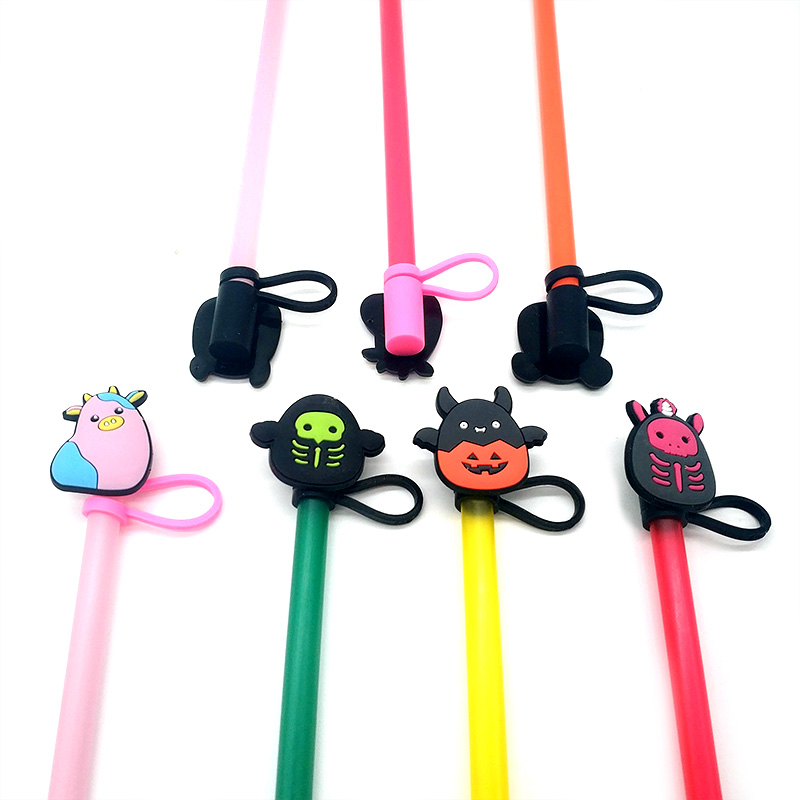 لعبة Plush 1 Straw Topper Silicone Mould Cover Cover Fashion Charms قابلة لإعادة استخدامها