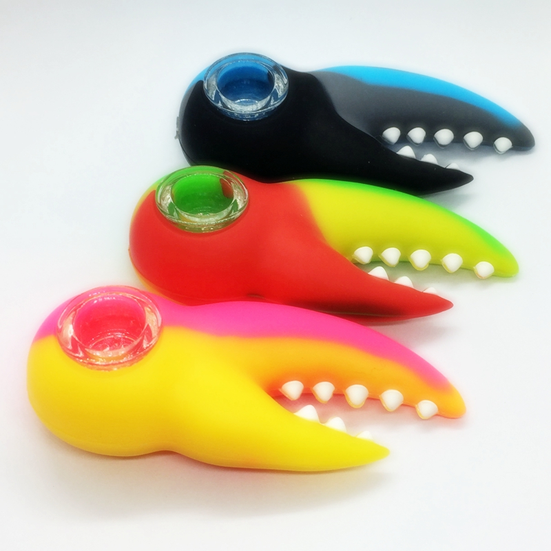 Colorful Silicone Lobster Clip Style Pipes Herb Tobacco Oil Rigs Glass Multihole Filter Bowl Portable Spoon Handpipes Smoking Cigarette Holder Tube DHL