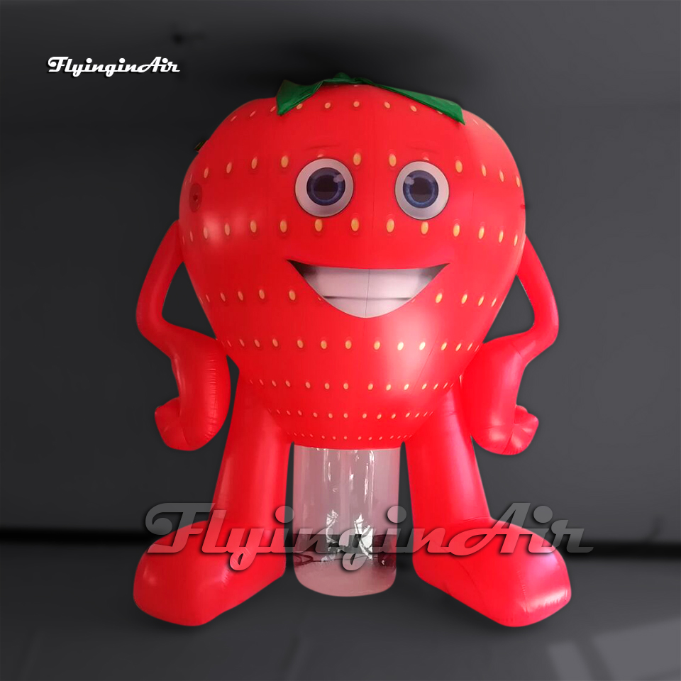 Mignon géant rouge gonflable fraise homme ballon 3m Air souffler souriant dessin animé Figure modèle pour spectacle publicitaire