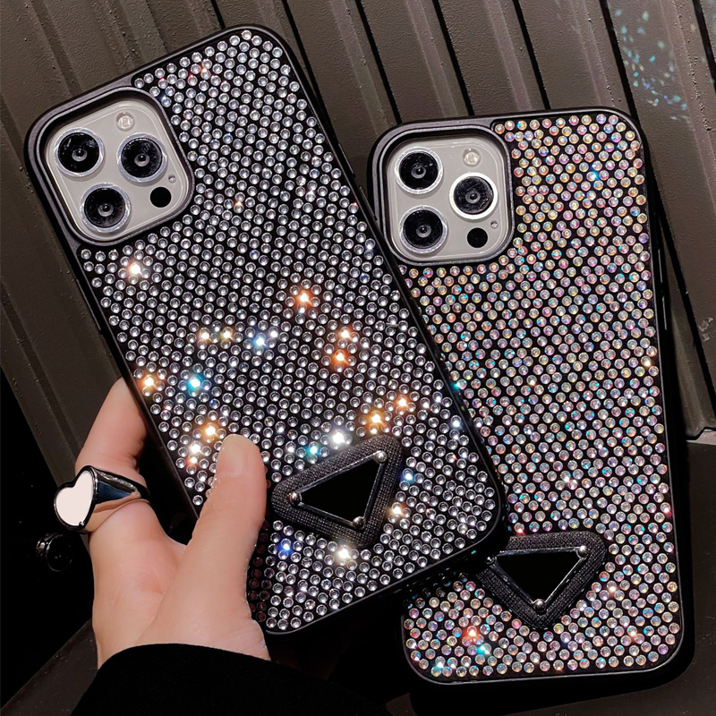 Triangle Triangle P حالات الهاتف الخليوي لـ iPhone 14 14Plus 14Pro 13 13Pro 12 Pro Max 11 Clear Glitter Rhine Stone Case Bling Shiney Cover iPhone14 JTD