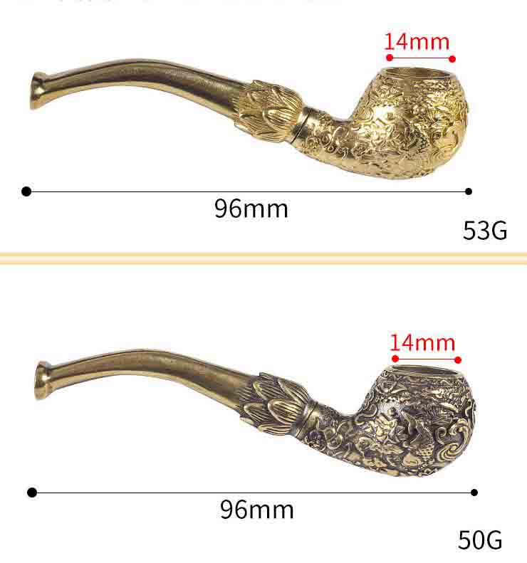Latest Metal Carved pure Copper Pipe 2 size Smoking Cigarette Tobacco Herb Hand Filter Pipes Tools Accessories Oil Rigs