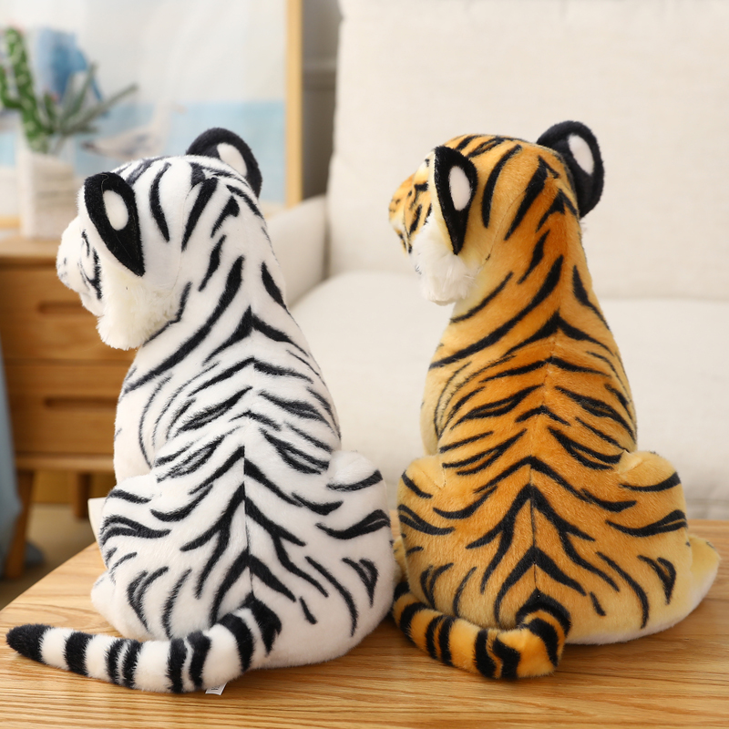 23 cm biała pluszowa zabawka wypchana miękka dzikie leśne laski tygrysowe dla dzieci dla dzieci Prezent urodzinowy La583