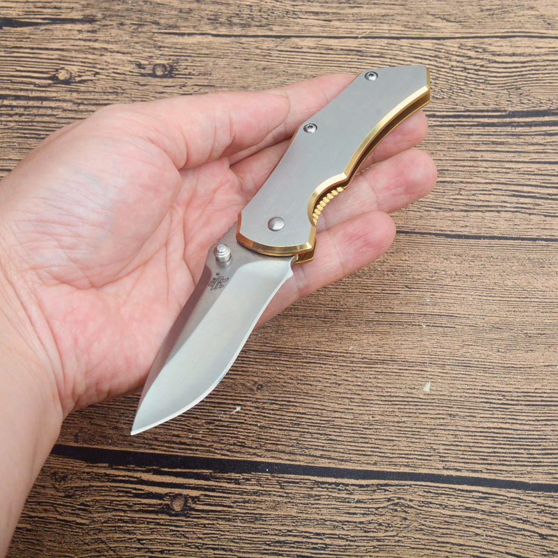 Nouveauté G3513 couteau pliant de poche 8Cr18Mov lame à pointe de chute en satin poignée en acier inoxydable Camping en plein air randonnée EDC Pocket Folder Knives