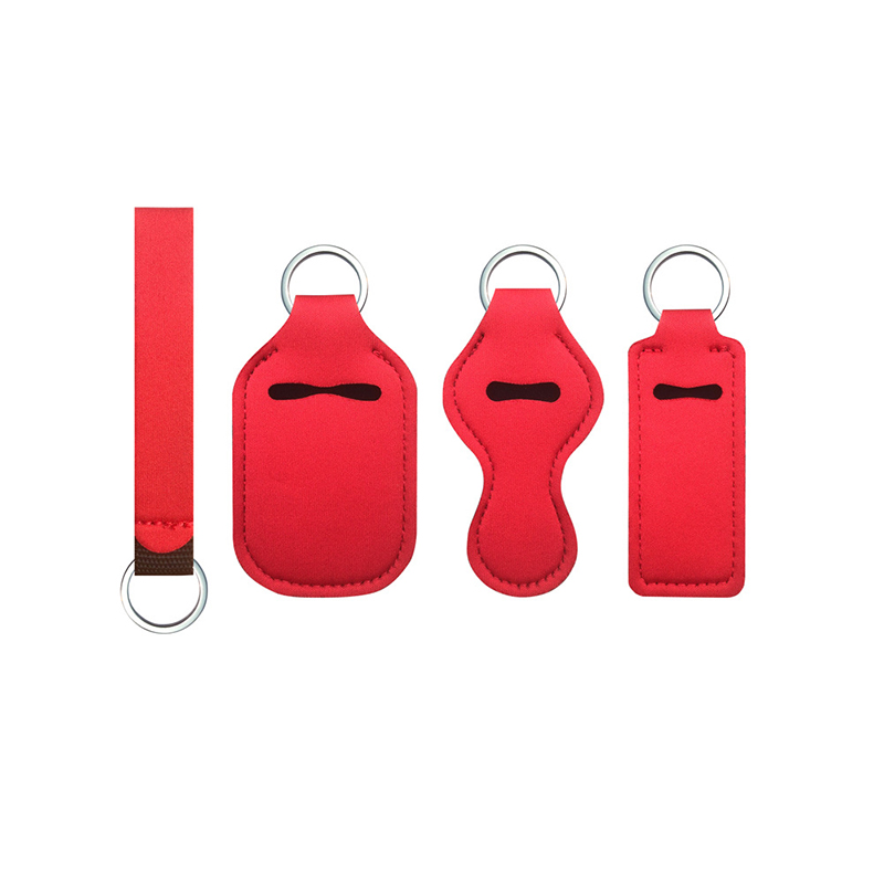 Neopreen ontsmettingshouder Keychains Party Favor buiten Portable Mini Bottle Cover Key Chain Lipstick Cover