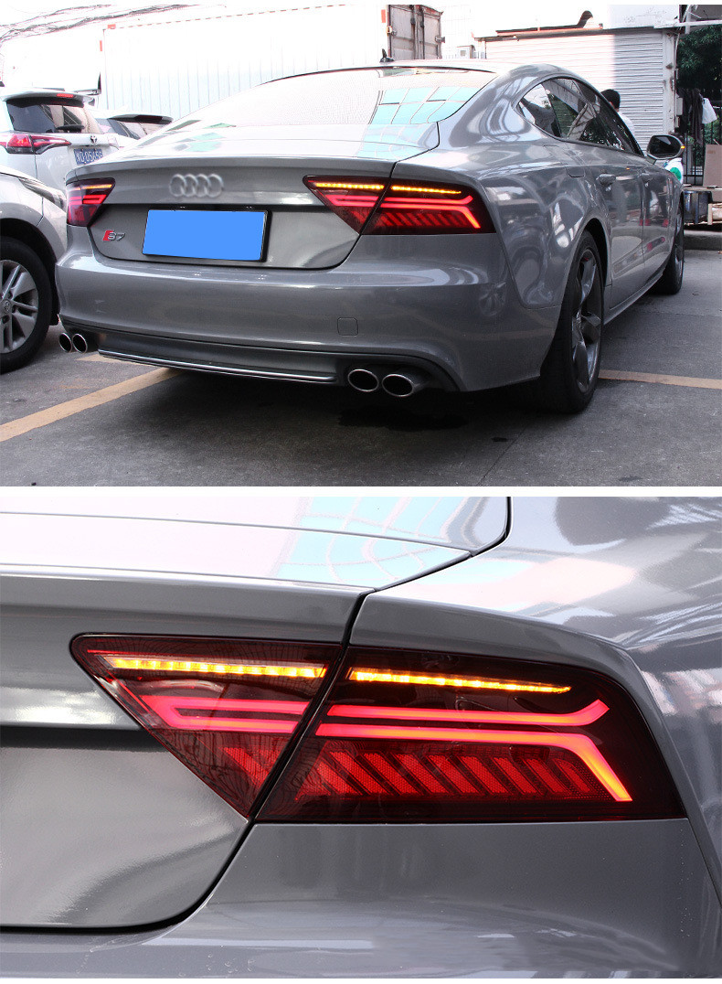 مصابيح السيارة لـ Audi A7 LED Auto Auto Asilllight Assembly ترقية مصباح الإشارة الديناميكي LED الإكسسوارات المصباح الخلفي التوقف