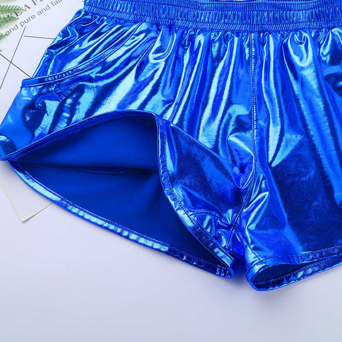 Heren shorts Heren Glanzende metallic boksers shorts Low Rise Stage Performance Rave Clubwear Come Mannets Shorts Trunks onderbroek bottoms W0327