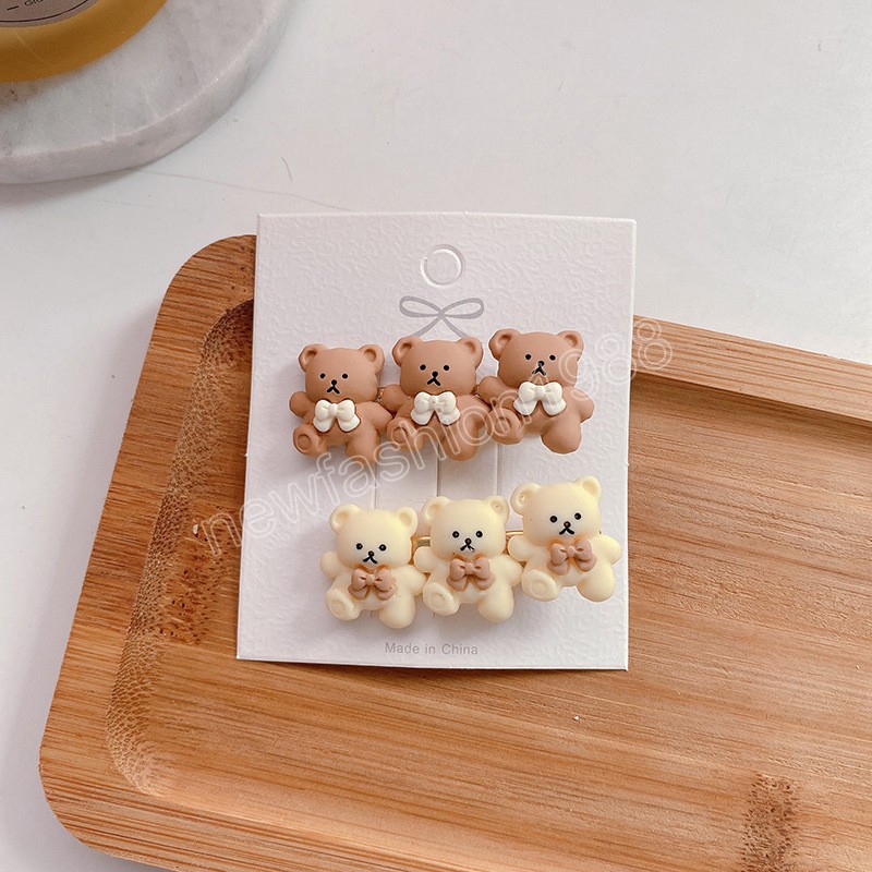 Cute Cartoon Bear Hairpins Kids Hair Clip Flower Heart-shaped Hairpin Fashion Baby Children Hair Accessories Party Gifts