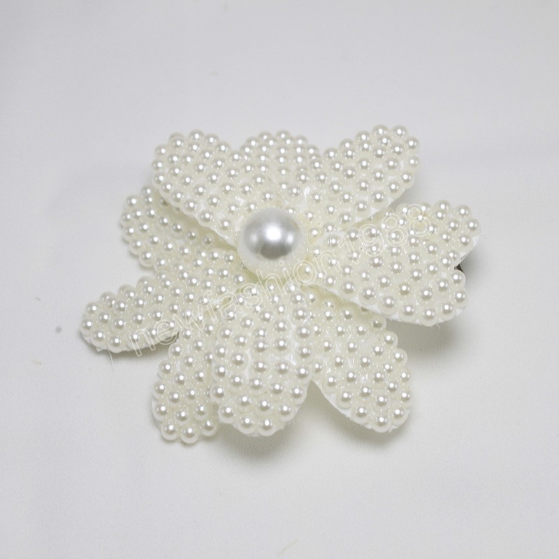 Fashion White Imitation Pearl Hairpins Flower Bow Hair Clips Daily Party Headwear Wedding Brides Tex Brud Hårtillbehör