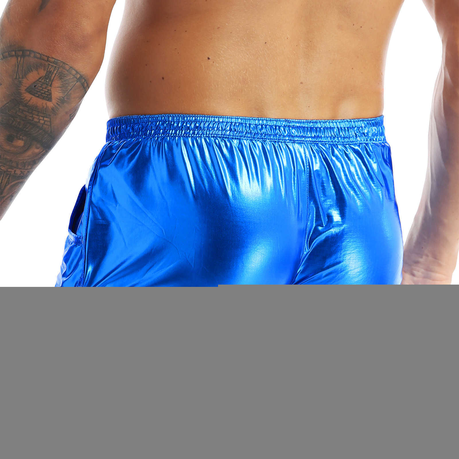 Heren shorts chictry mannelijke heren glanzende metallic nachtclub feestjes bokser shorts elastische taille shorts podium Performance clubkleding Come Hot Pants W0327