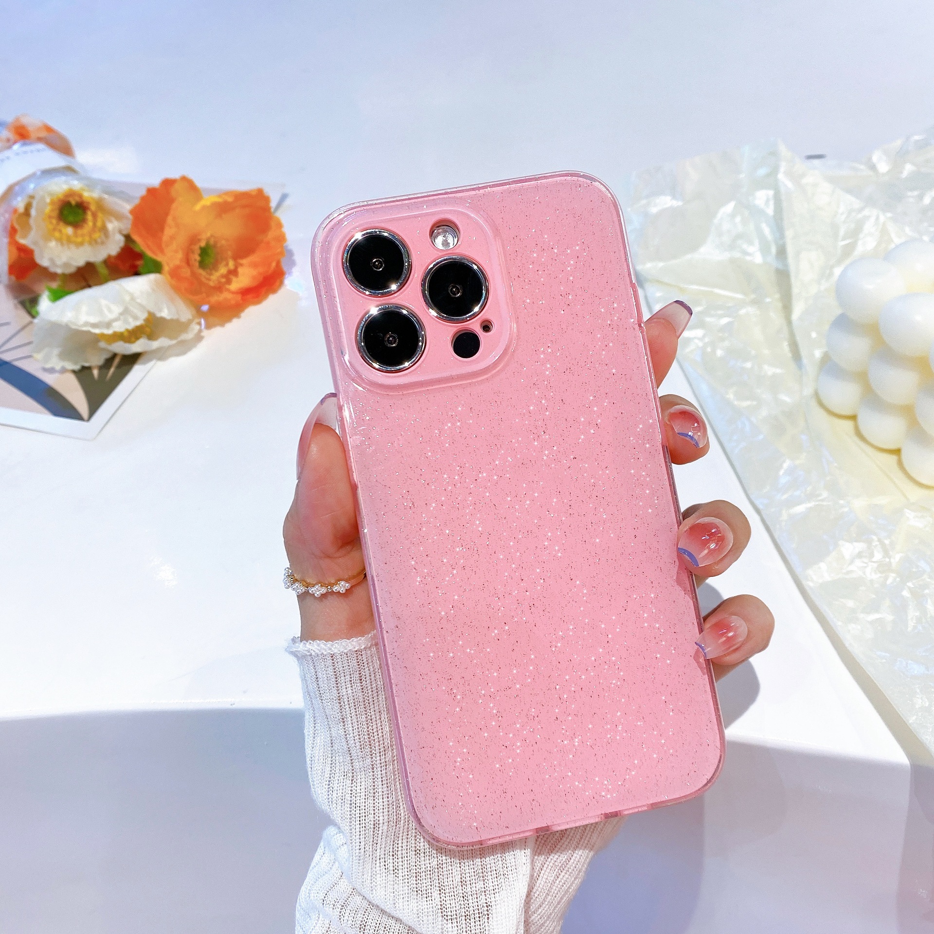 Custodie di lusso Custodia in TPU Premium Sense Ice Crystal Glitter Jelly iPhone 14 11 Pro Max 12 13 iPhone X XS Max XR Cover telefono scintillante in tinta unita