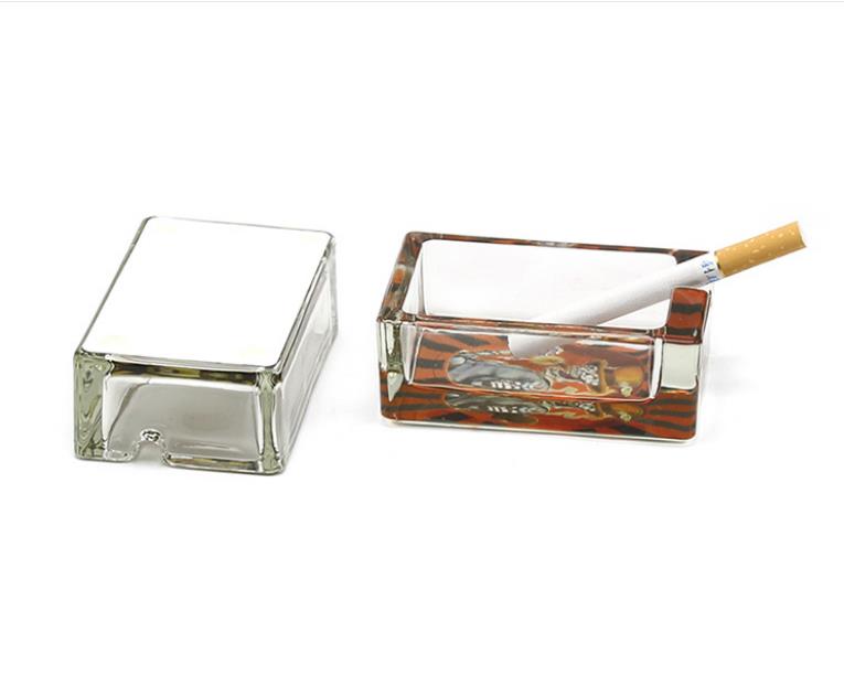 Smoking Pipes Personalized square thick glass pattern models ashtray office home bar restaurant cigar ashtray