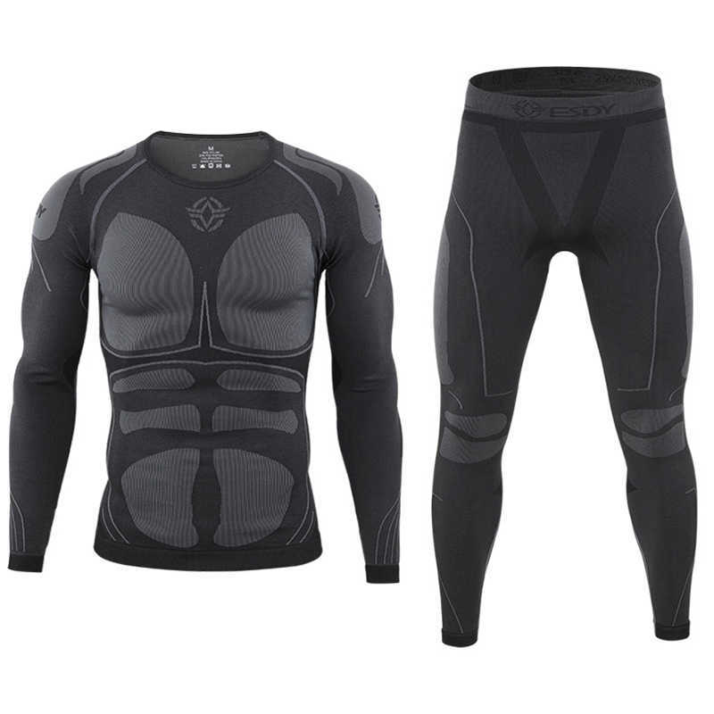 Survêtements pour hommes Ensemble de sous-vêtements thermiques d'hiver pour hommes Long Johns Homme Entraînement fonctionnel Camo Sports Sexy Fitness Long Johns Run Survêtement W0328