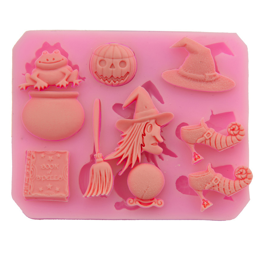 Halloween Silicone Gâteau Biscuit Moules Sorcière Citrouille Chocolat Bonbons Moule Haute Température DIY Décoration Cuisson Cuisine Outils dh5499