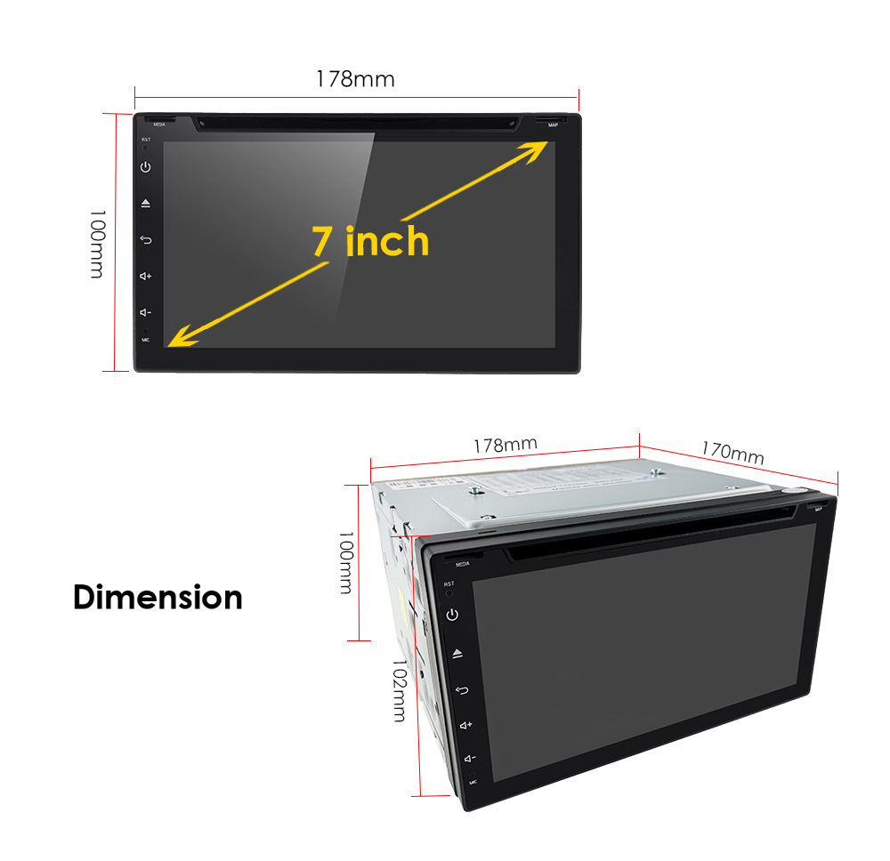7 Inch Universal 32G Car dvd Radio Player Android Head Unit GPS Navigation Mp5 Multimedia with Buttons