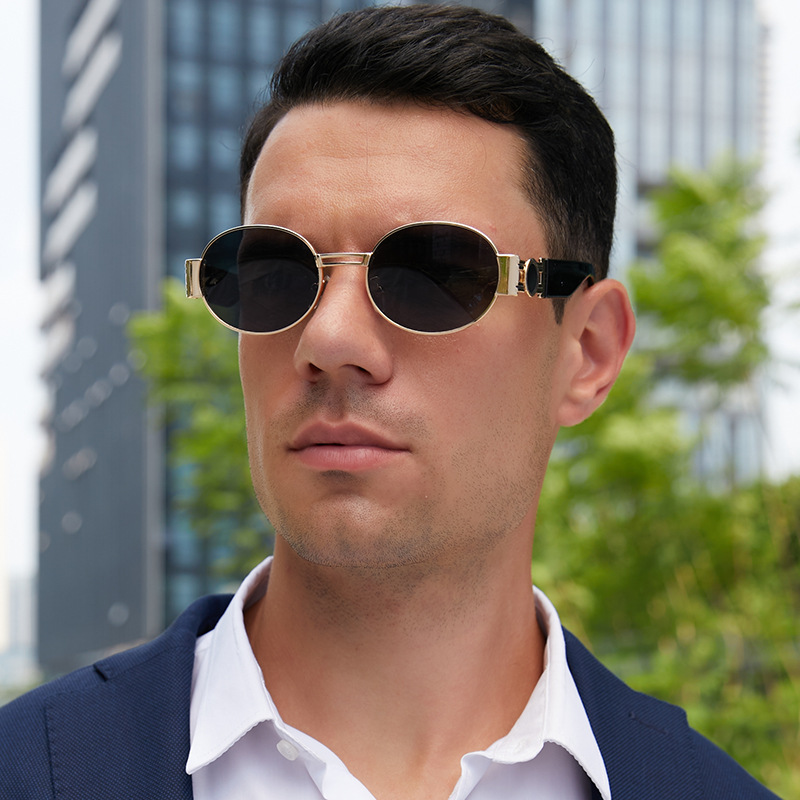 2023 luxo de alta qualidade clássico piloto redondo óculos de sol designer marca moda homens mulheres óculos de sol óculos lentes de vidro de metal w208f