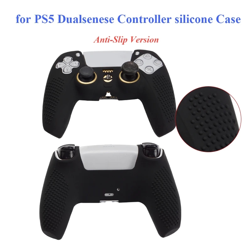 Peau de couverture en silicone anti-dérapant pour PlayStation Dualshock 5 PS5 Controller Impression de camouflage Solid Color Case Thumb Stick Grip Cap 19 couleurs