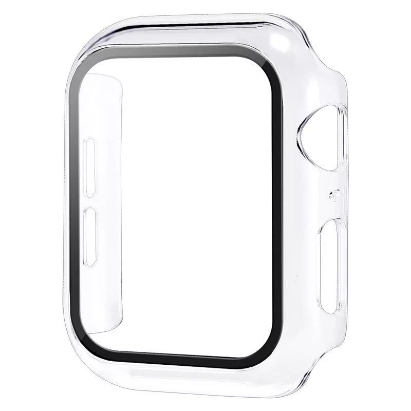 PC Watch -fodral med härdat glas 360 Helskärmsskydd Hård stötfångare för Apple Smart Watch 8 7 6 5 4 3 2 1 38mm 40mm 42mm 44mm 41mm 45mm 49mm