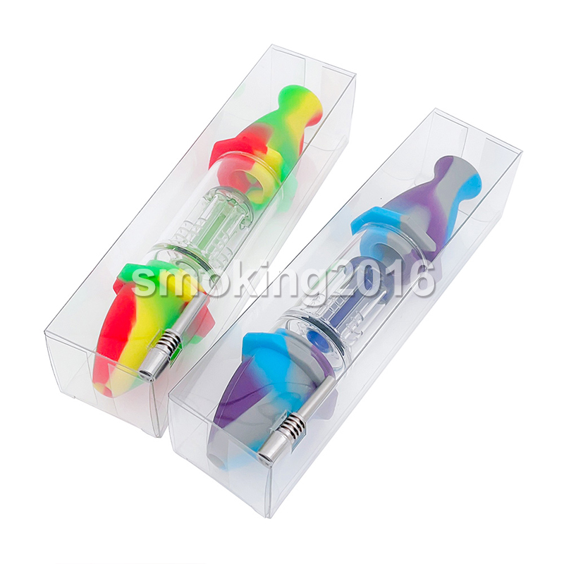 Six Arm Tree Perc Silicone Nectar Collector with 10mm joint stainless steel tip smoke accessory smoking pipe oil rig