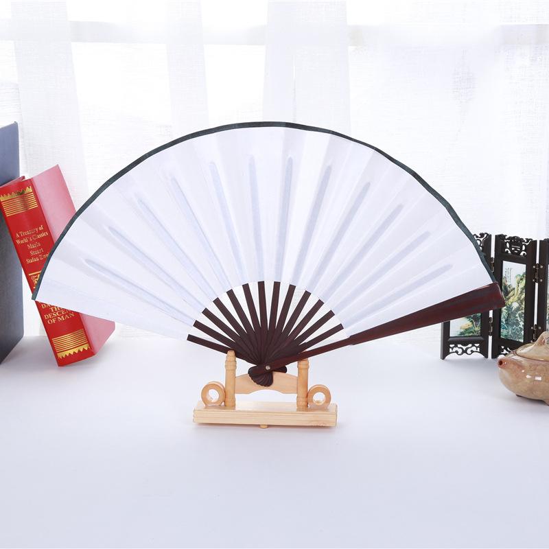 2023 10 pouces bricolage blanc peinture pliant ventilateur fête faveur couleur unie soie tissu ventilateur spectacle danse Fans