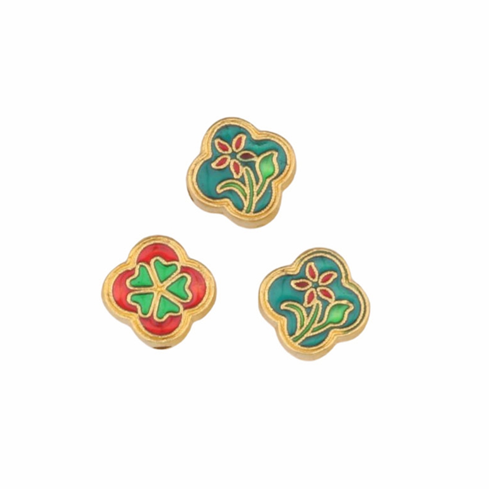 Enamel Flower Charms Beads Accessories Metal Spacer Beads For Jewelry Making Diy Necklace Bracelet Craft