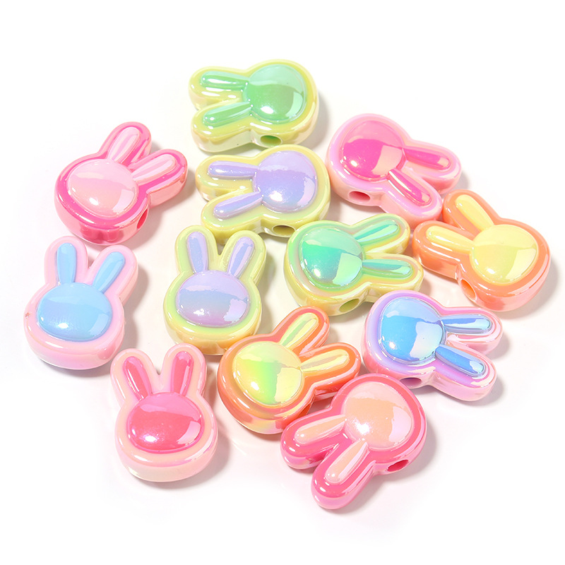 Loose Beads for Bracelets Necklace Rabbit Head Pink Color Jewelry Making Cute Acrylic Fashion Diy Women Kids Handwork Making Accessories