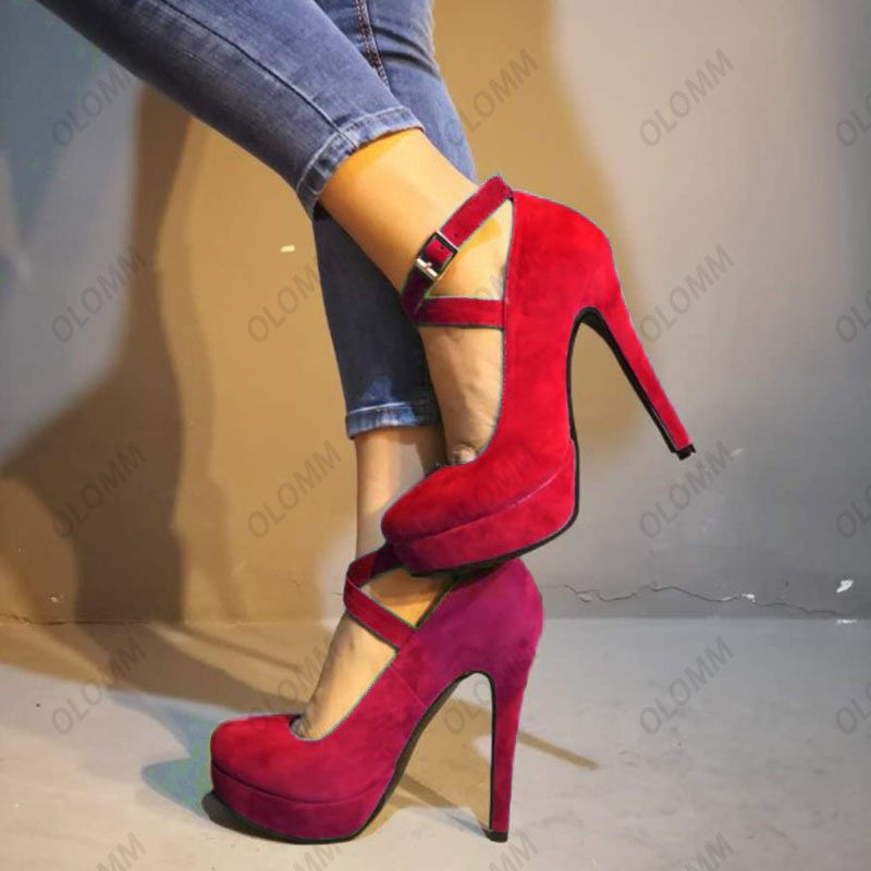 Olomm New Arrival Women Platform Platform Sexy Thin High Heels обувь круглая ножка зеленые туфли офисные туфли женщин плюс размер США 5-15