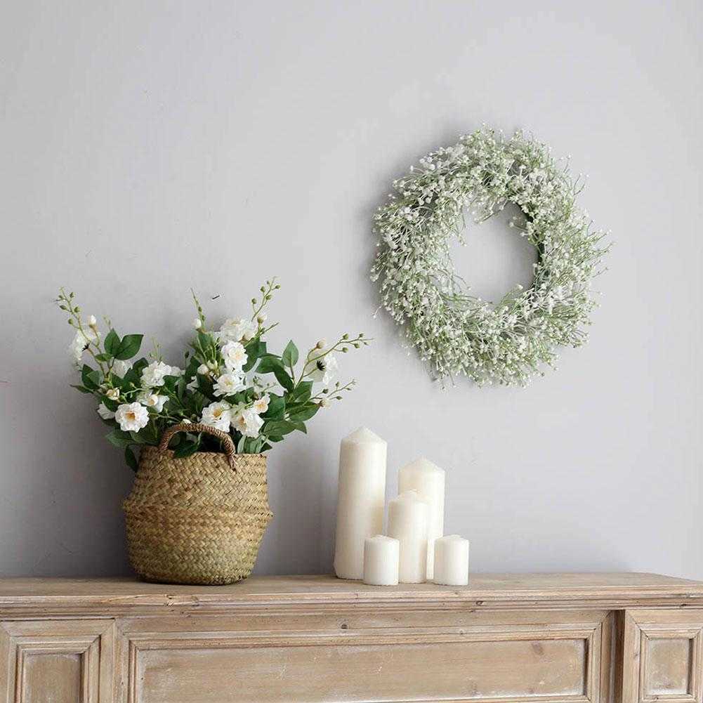 Couronnes De Fleurs Décoratives Guirlande De Guirlande De Babysbreath Artificielle Pour La Décoration De Mariage Home Party DIY Tenture Porte D'entrée 40cm P230310