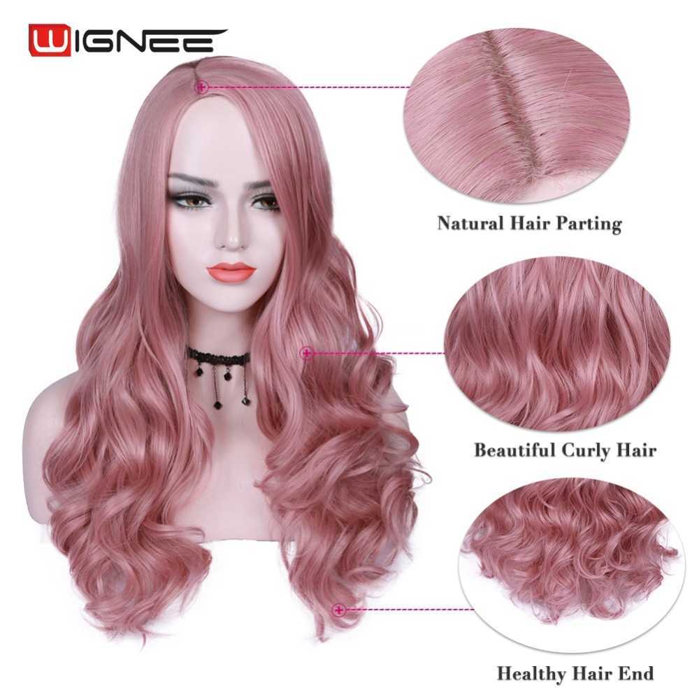 Synthetic Wigs Wignee Pink Hair Synthetic Long Wavy s Heat Resistant for Women Daily/party Natural Black to Brown/purple/ash Blonde 230227