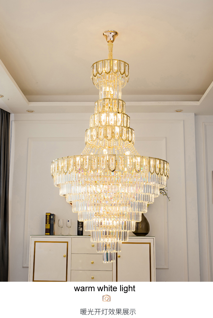 Europeiska lyxiga kristallkronkronor ledde American Modern Chandeliers Lights Fixture Luxury Home Villa Loft Stairs Way Hall Lobby Droplight Luster Lamparas