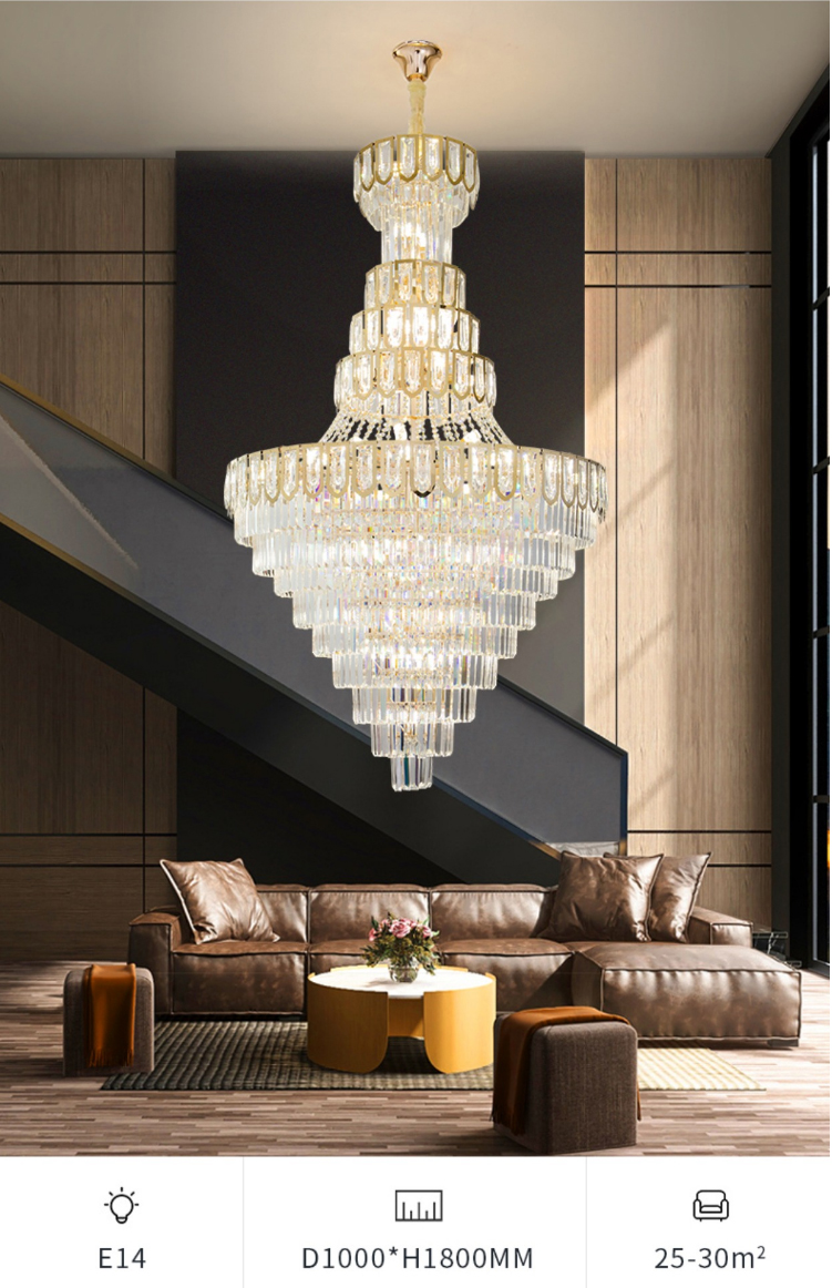 مصابيح الثريا الكريستالية الفاخرة الأوروبية LED LED American Modern Flights Fixture Luxury Home Villa Loft Stairs Way Hall Lobby Roplight Luster Lamparas