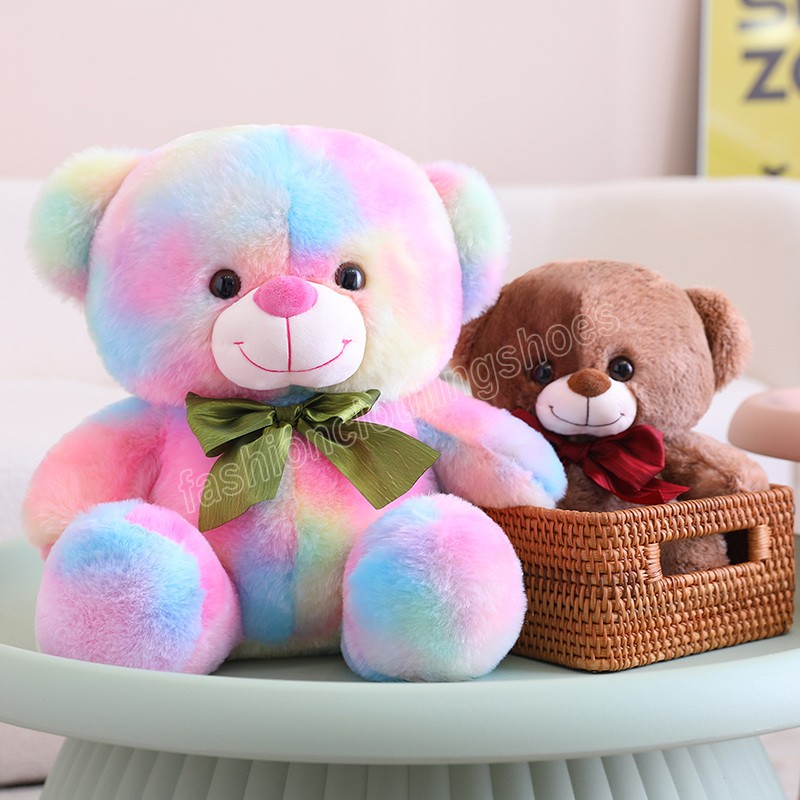 25/35/45 cm Gefüllte Schöne Schleife Teddybär Plüschtiere Nette Bunte Bären Kissen für Kinder Mädchen Geburtstag Valentinstagsgeschenke