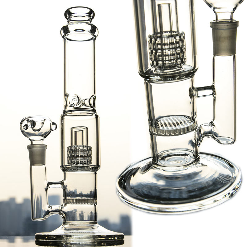 Klein Recycler Dab Rigs Hookahs tjocka glasvatten Bongs Dabber rökglasögon Rör cigaretttillbehör med 18 mm skål