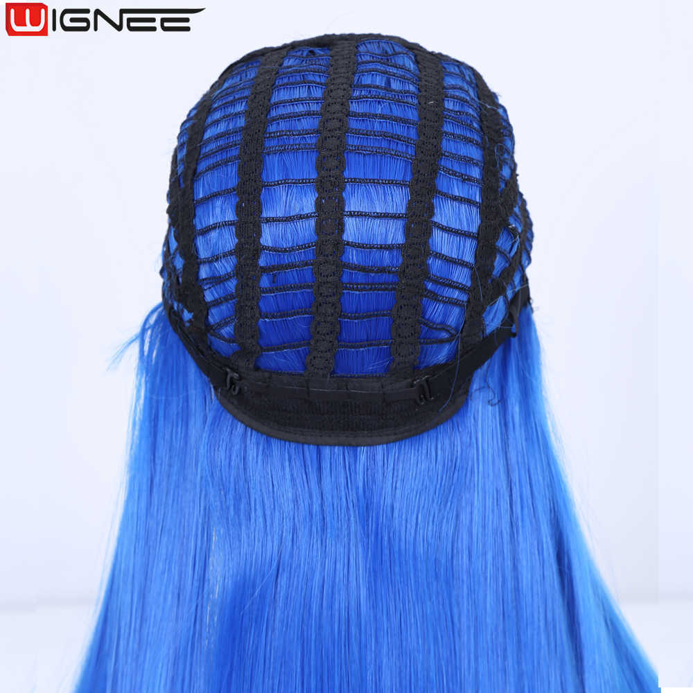 Synthetic Wigs Wignee Straight Wig Syntheic Long Heat Resistant Hair Middle Part Black Blue s for Women Cosplay Pink Purple Ombre 230227