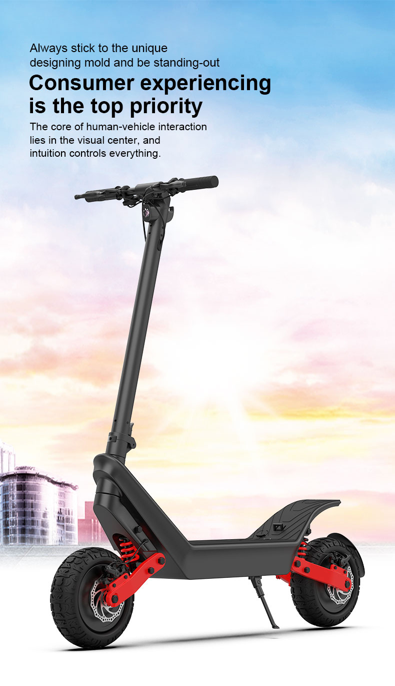 New Scooter Electric 48V 1200 Вт*2 Двойной двигатель E-Scooter 11-дюймовый внедорожник Electric Kick Scooter для взрослых