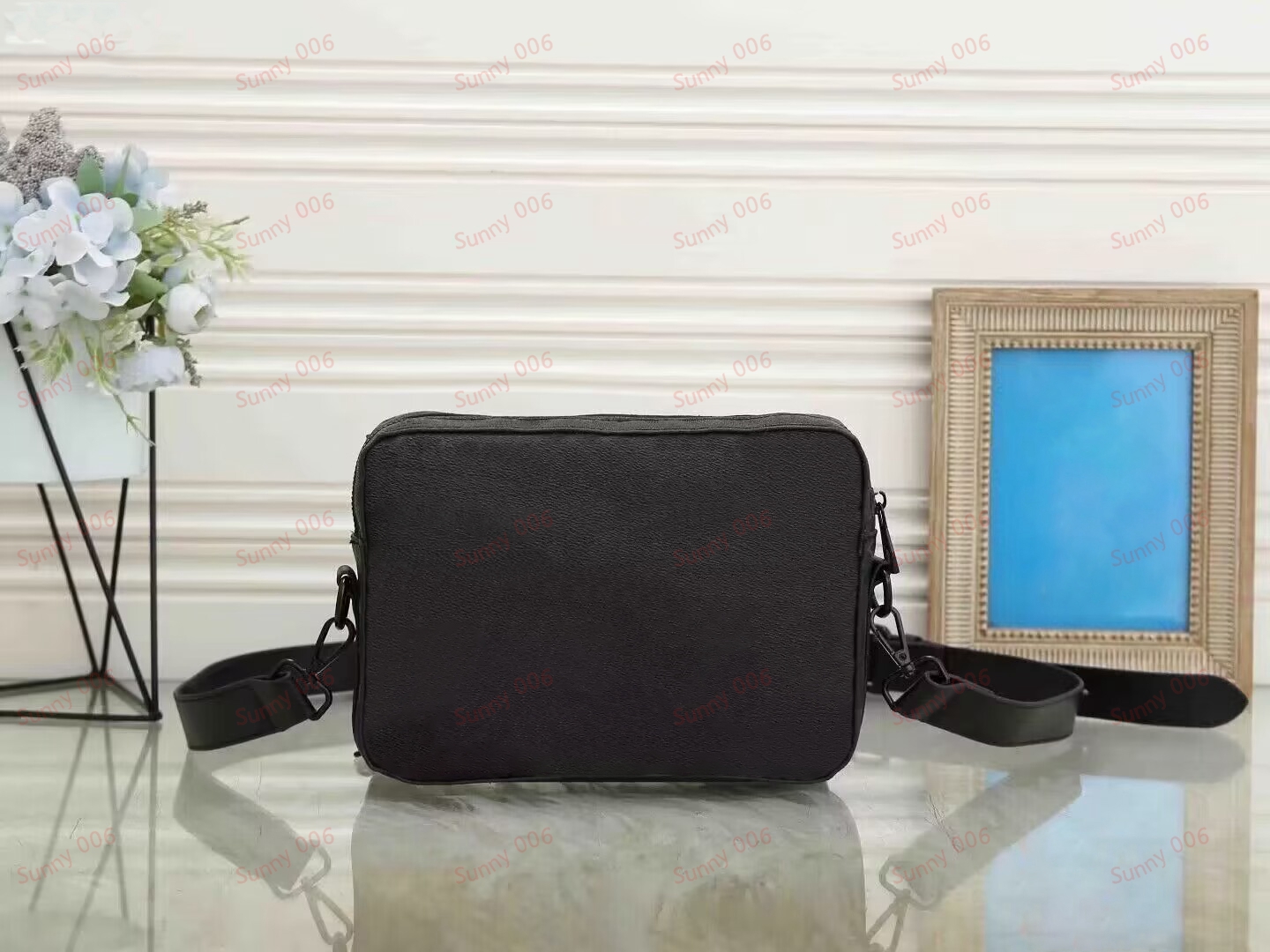 Borsa a tracolla con stampa in rilievo nera Catena con nappa Design Borsa quadrata di lusso Portafogli Borse documenti firmate Pacchetti di informazioni aziendali